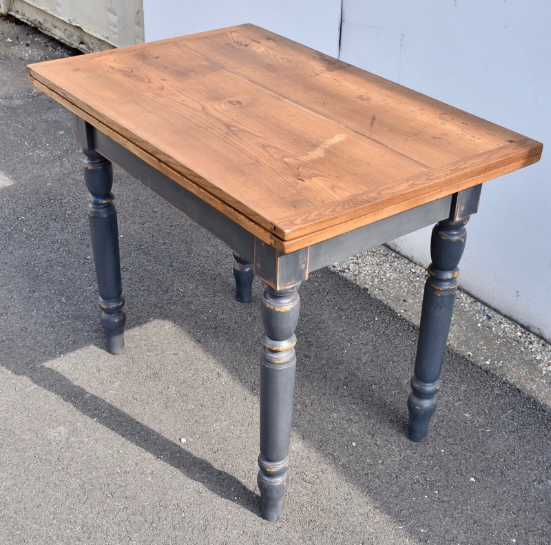 Antique Painted Pine and Oak Swivel-Top Table gallery