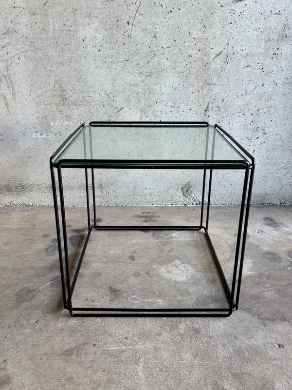 Vintage French Modern Iron & Glass “Isocele” Side Table by Max Sauze 1960s
