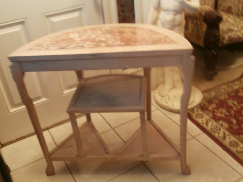 ANTIQUE /VINTAGE HAND CARVED CONSOLE HALL HALF MON TABLE MARBLE TOP gallery