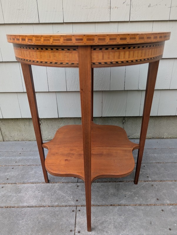 Vintage 2 Tier Inlaid Marquetry Occasional Table Side Table gallery