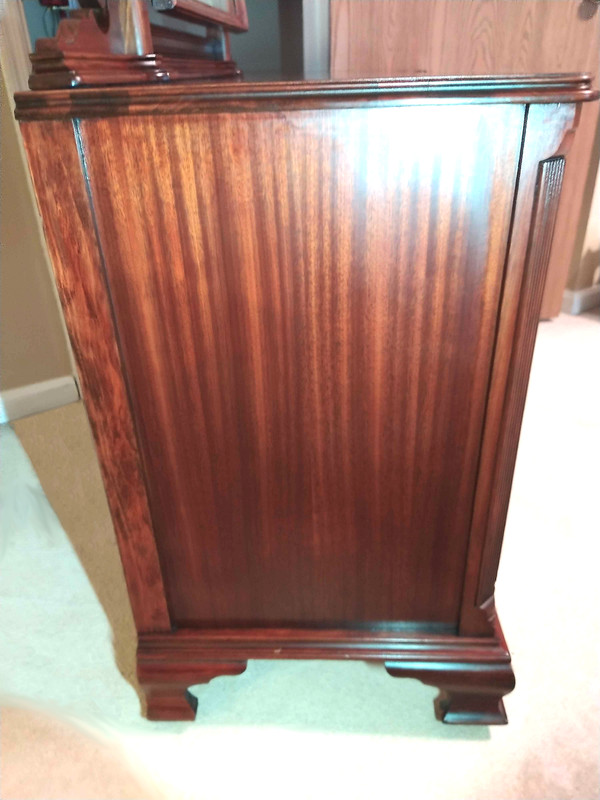 Antique Chippendale Georgian Style Mahogany Kneehole Vanity Desk Mirror & Bench gallery