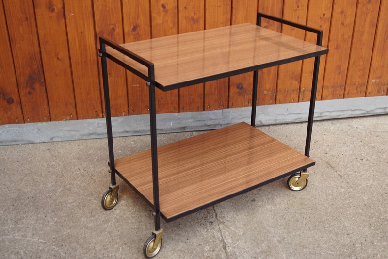 Serving Cart Tea Cart Walnut 60s Table Side Table Mid Century Bar 50s gallery