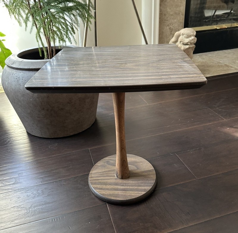 Mid-Century Atomic Walnut Tulip Side Table HTF