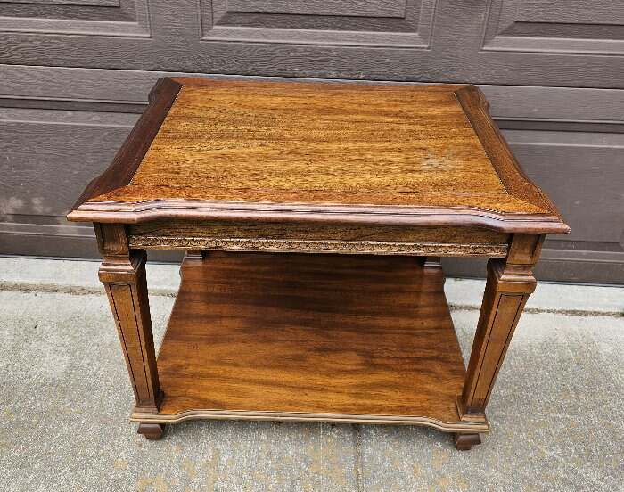 Vintage Walnut End Table 2 Tier Pull Out Shelf #1 gallery