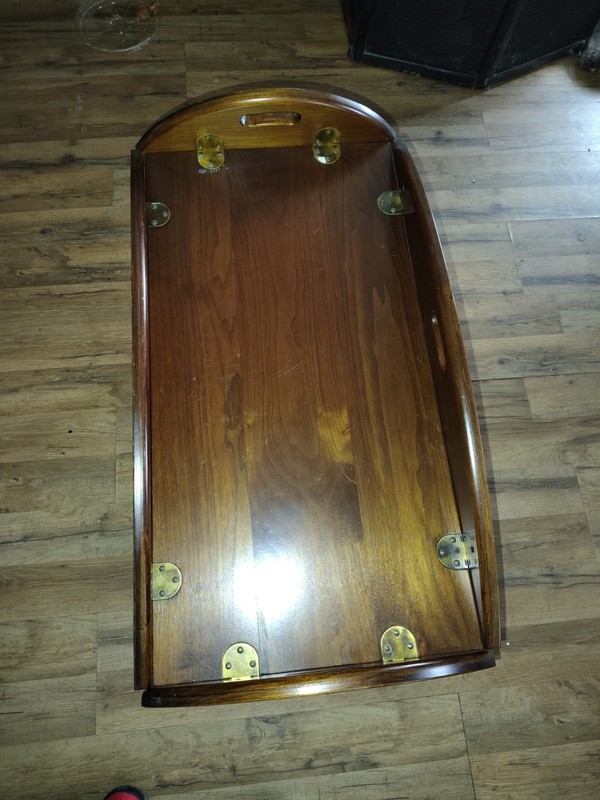 Vintage Butler’s Tray-Top folding w brass hinges Coffee Table gallery