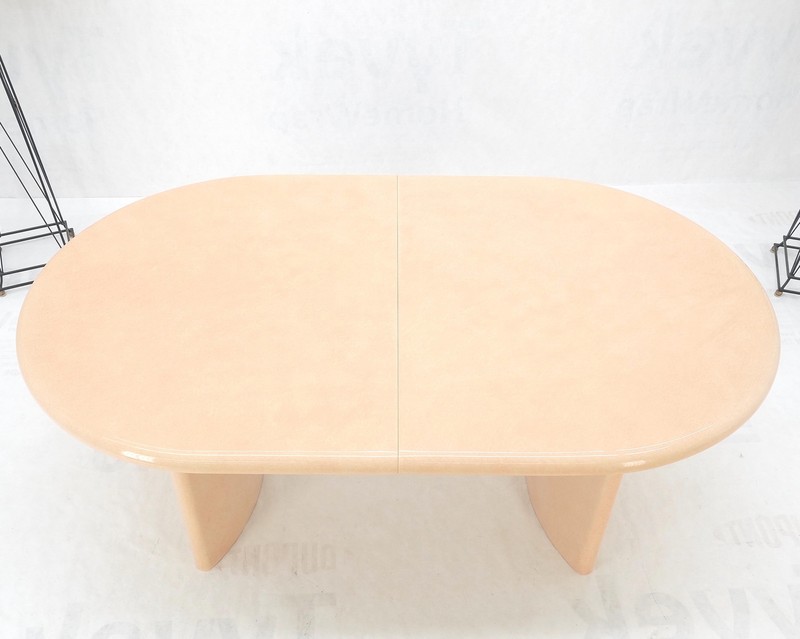 Racetrack Shape Heavy lacquer Finish Curved Base Legs Mid Century Dining Table gallery