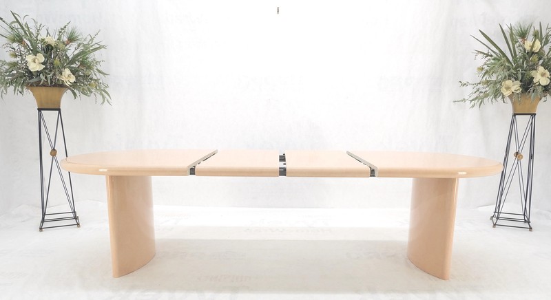 Racetrack Shape Heavy lacquer Finish Curved Base Legs Mid Century Dining Table gallery
