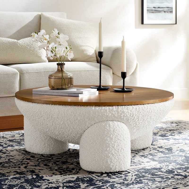 Tridome Round Boucle Upholstered Storage Coffee Table gallery