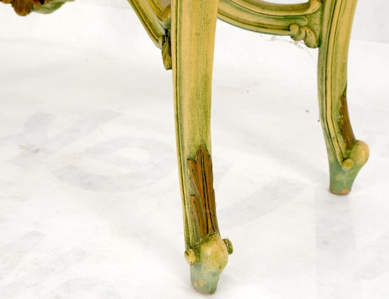 Carved French Regency Paint Decorated Console Table w/ Rouge Pink Marble Top gallery