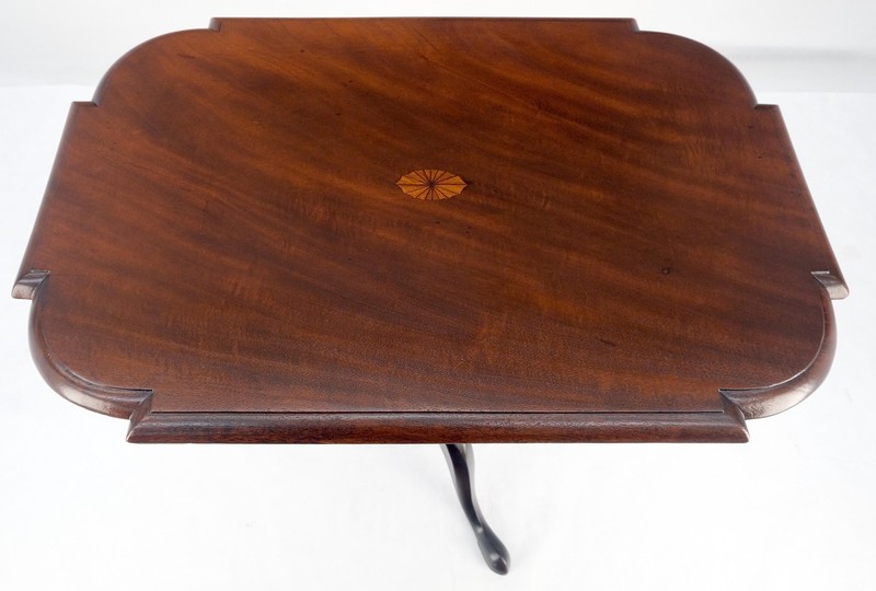 19th Century Tilt Top Inlayed Mahogany Center Breakfast Tripod Table MITN gallery