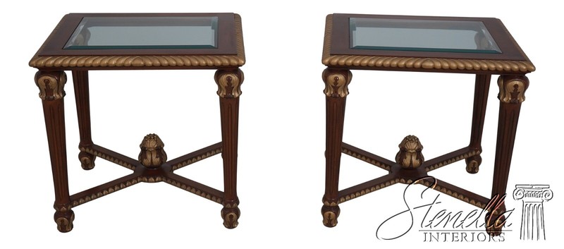 64504EC: Pair COUNCILL CRAFTSMEN Glass Top Regency Lamp End Tables