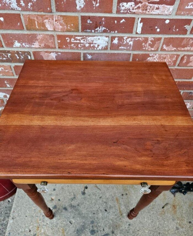 Antique Cherry End Table Plant Fern Stand Night Stand 1 Curved Drawer Glass Knob gallery