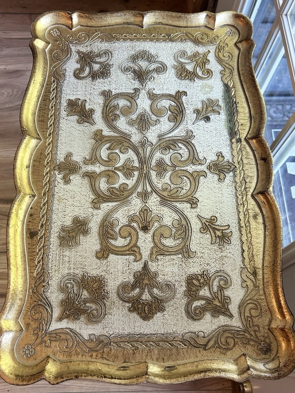 VTG Florentine Side Table, Antique Nesting Table Gold Leaf Florence ITALY TLC gallery
