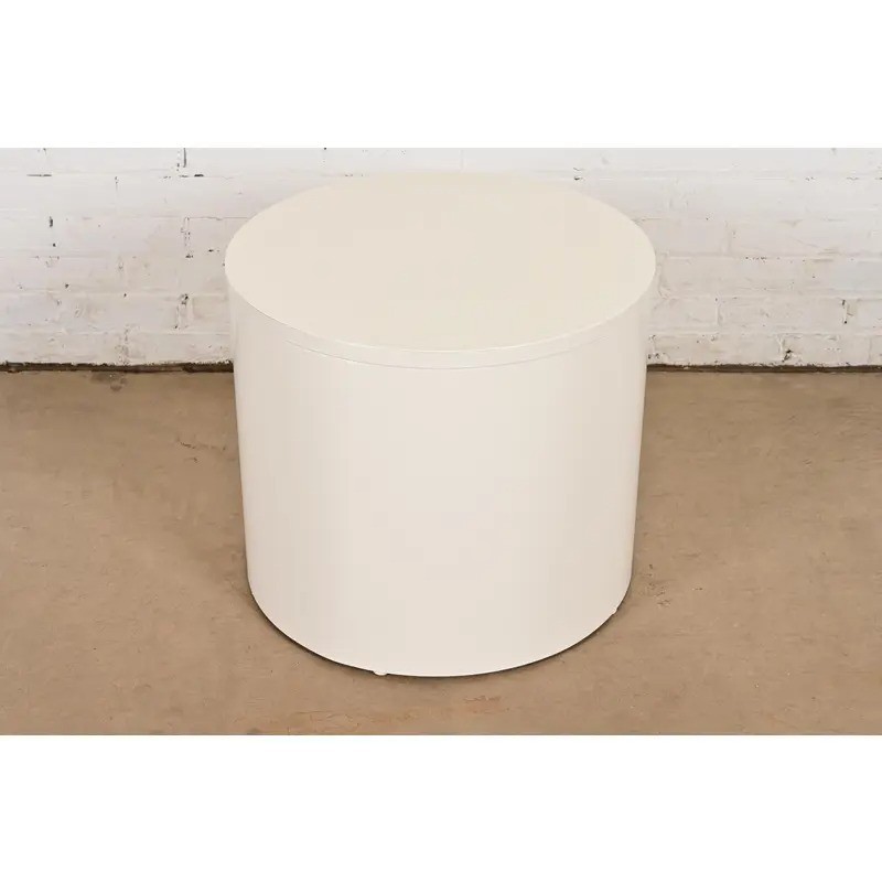 Milo Baughman Mid-Century Modern Lacquered Drum Side Table, Newly Refinished