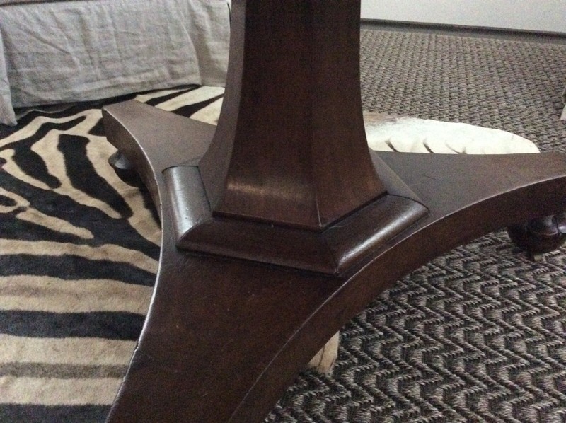 48” Antique English Round Zinc Topped Mahogany Table gallery