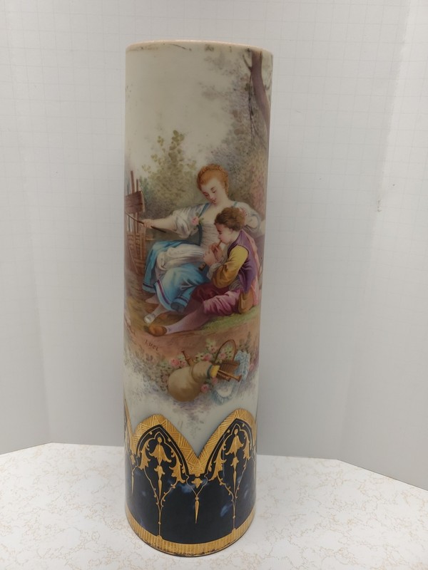 Antique Maximilien Luce French Neo Impressionist Porcelain Hand Painted Pedestal gallery
