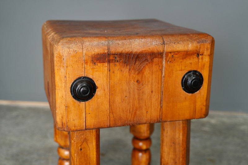 Antique Butcher Block Table Farmhouse Kitchen Island Stand Maple Vintage gallery