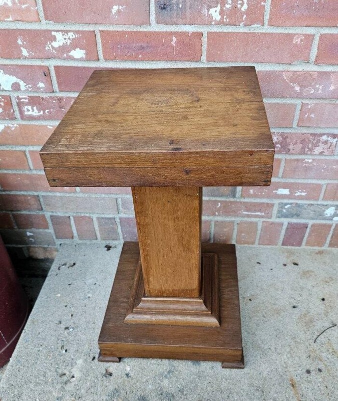 Antique Oak Plant Fern Stand Pedestal Footed Handmade Square