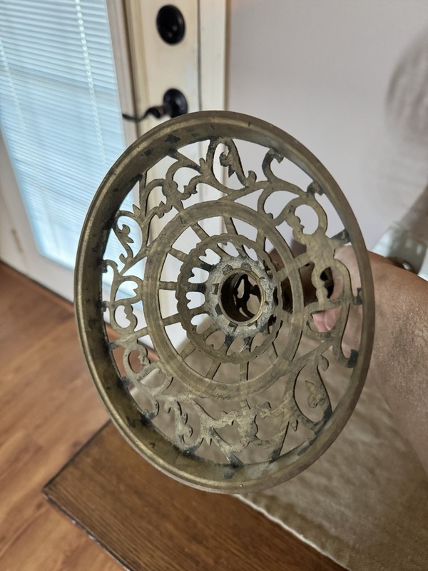 VTG Brass Filigree Table Pedestal Lamp Base 16.5” Tall Ornate Victorian Style gallery