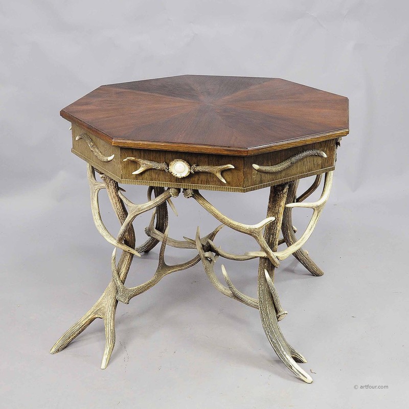 Antique Black Forest Rustic Antler Table ca. 1900 gallery