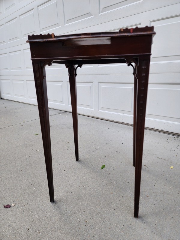 Antique George Mahogany Urn Table or Kettle Stand Lattice Top Parts Restoration gallery