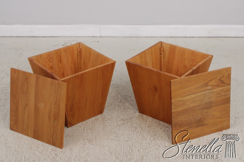F72048: Pair Modern Arts & Crafts Design Oak Box Tables gallery