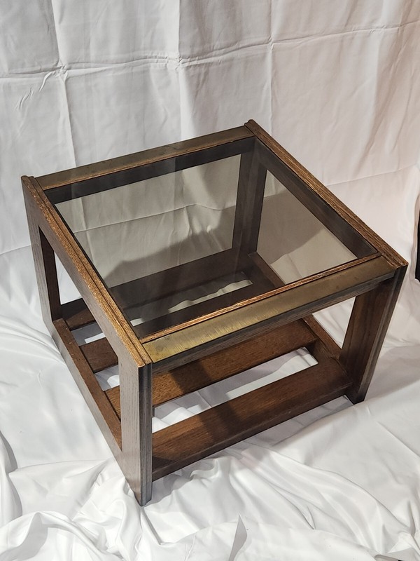 Vintage Mid Century Modern Smoked Glass & Brass End Side Table Mersman Atomic gallery