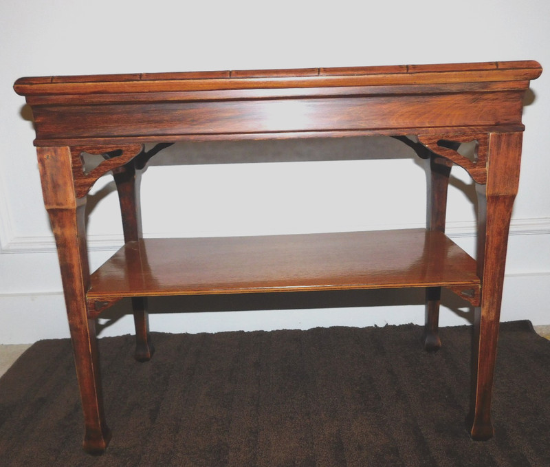 Vintage MCM Wood End Side Hall Magazine Bamboo Accent 2 TIER Table Stand Regency
