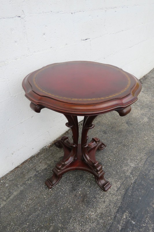 Mahogany Cherry Leather Top Side End Table 5956 gallery