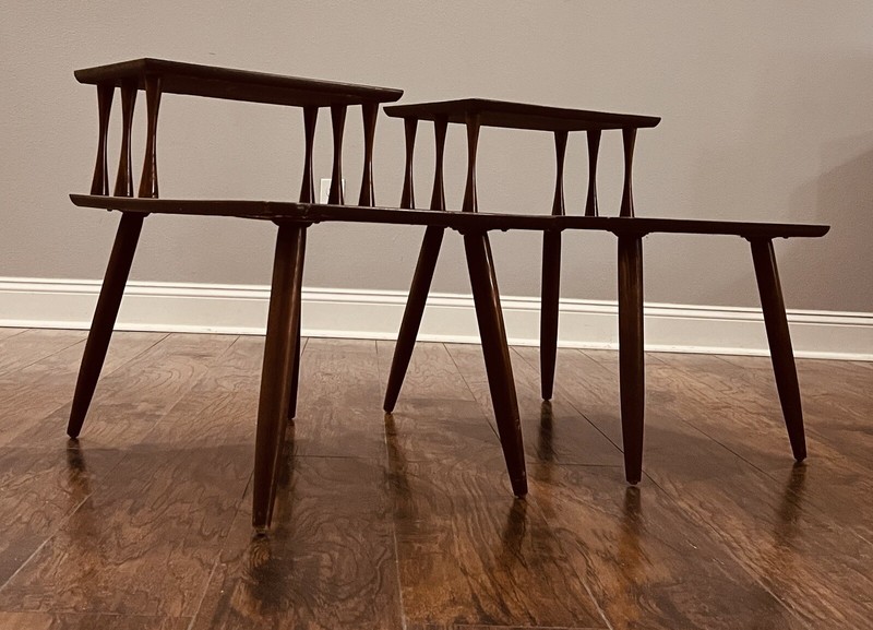 2 VTG Mid Century Modern 2 Tier End Side Tables Retro 1960’s Pair Formica Tops