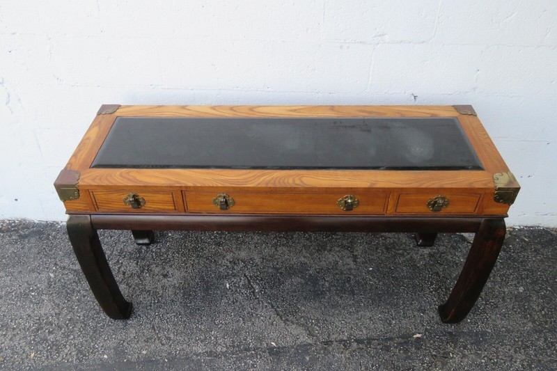 Bassett Hollywood Regency Long Narrow Library TV Console Table Desk 4058