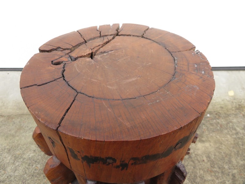 ANTIQUE 19th c SUGAR CANE MILL PRESS Pedestal SIDE TABLE PLANT STAND Solid Wood gallery