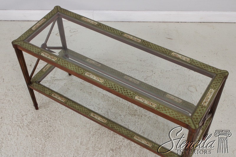 L71799: Paint Decorated Glass Top Console Sofa Table gallery