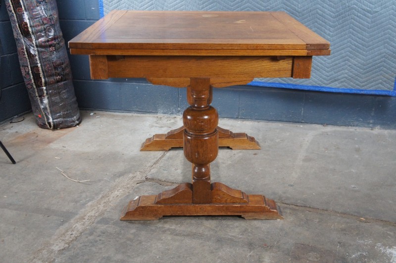 Antique Jacob Summer & Sons Elizabethan Jacobean English Oak Draw Leaf Table gallery
