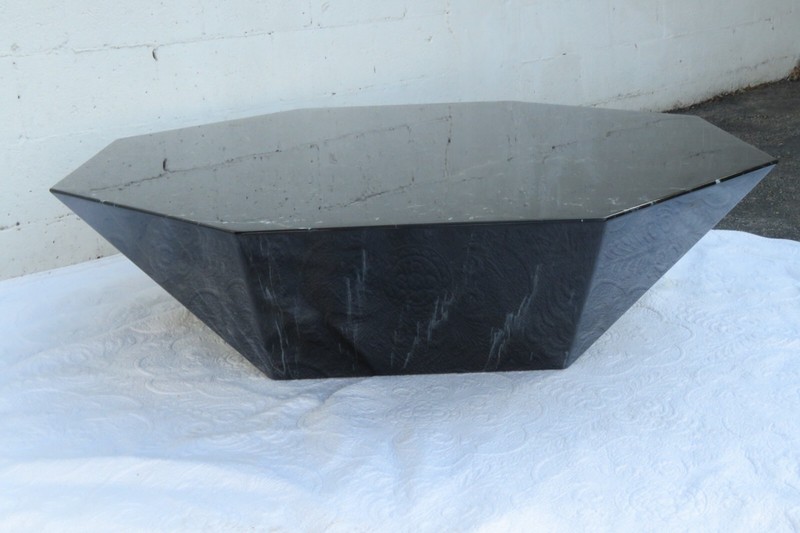 Mid Century Modern Style Octagonal Geometric Marbleized Coffee Table 3439 gallery