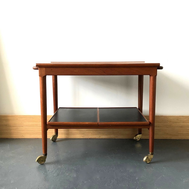 Mid Century Modern 1950s 1960s Niels O. Moller Teak Bar Cart Denmark JL Mollers gallery