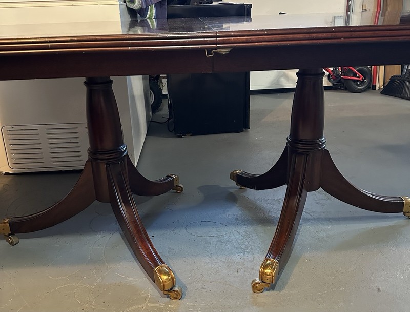 Maitland Smith Elegant Flame Double Pedestal Dining Table gallery