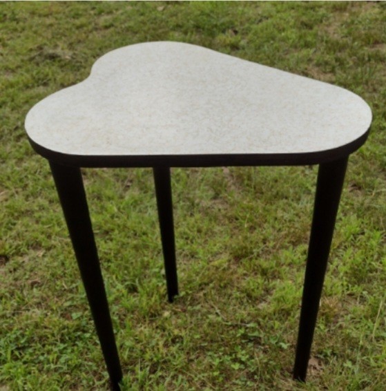 Vintage Kidney Shaped Coffee Table White Melamine Top Formica 1950s Boomerang