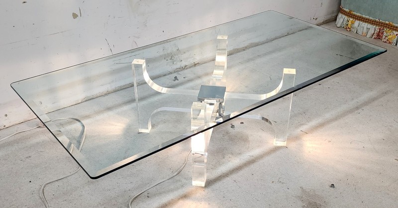 Illuminated Lucite Coffee Table by Philippe Jean France 1970s gallery