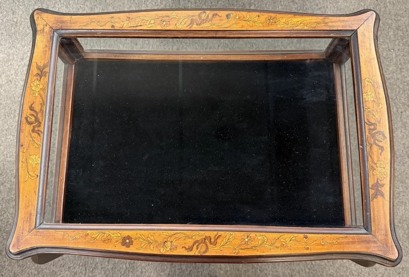 Rectangular Walnut Vitrine with Foliate and Musical Marquetry Inlay gallery