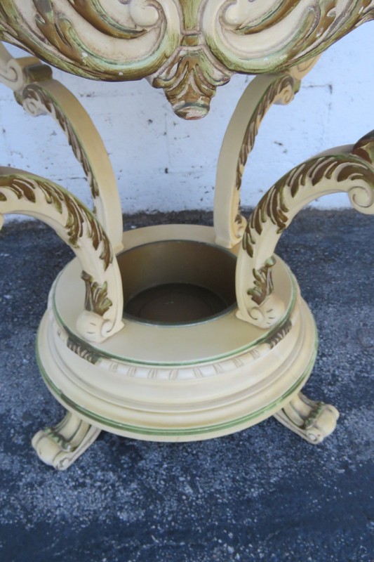 French Heavy Carved Marble Top Large Side Center Table with Planter 6293 gallery
