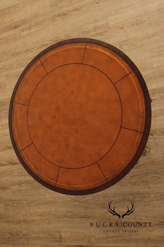 Ethan Allen Regency Style Round Leather Top Mahogany Rent Table gallery