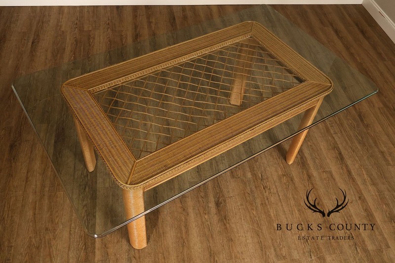 Lexington Henry Link Glass Top Wicker Dining Table gallery