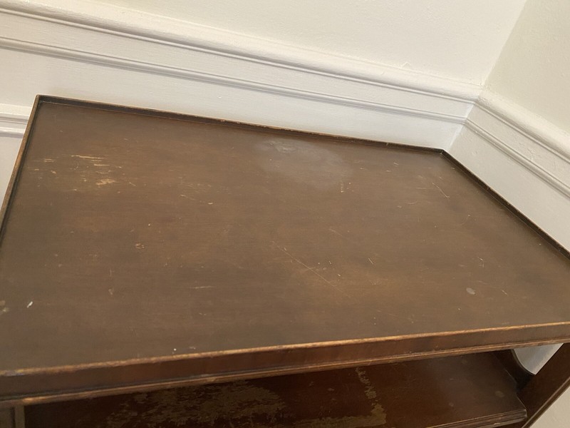 Imperial Grand Rapids RARE Mahogany ANTIQUE "Spider Web" themed 3 Tier Table gallery