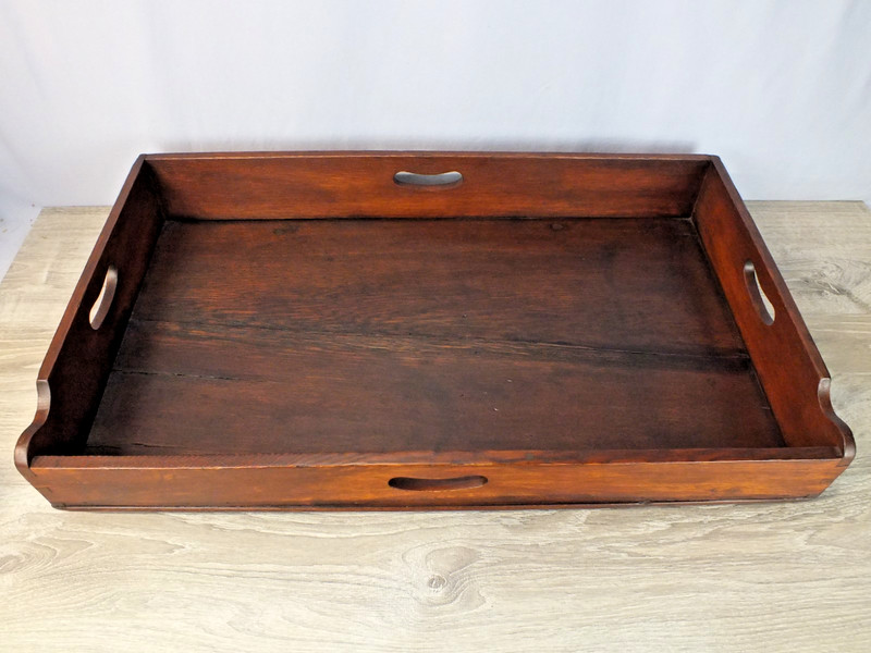 C1900 Antique Butlers Tray Hand Dovetailed Solid Oak with Good Finish gallery