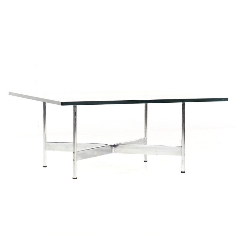 Laverne International Mid Century Chrome and Glass Coffee Table