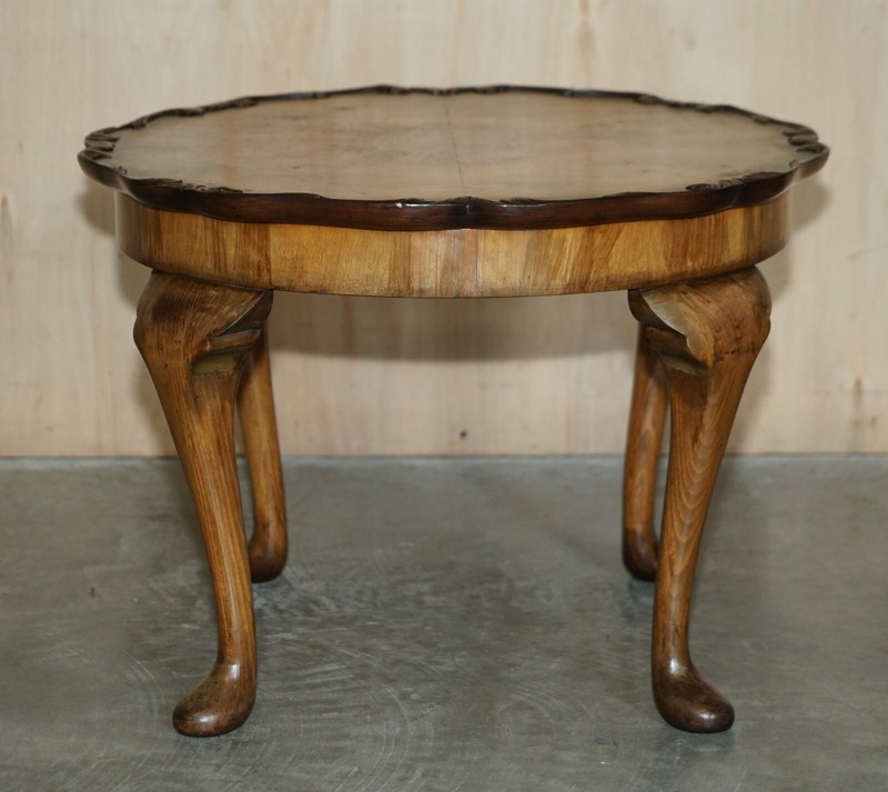 EXQUISITELY HAND CARVED BURR WALNUT COFFEE COCKTAIL TABLE CABRIOLE LEGS gallery
