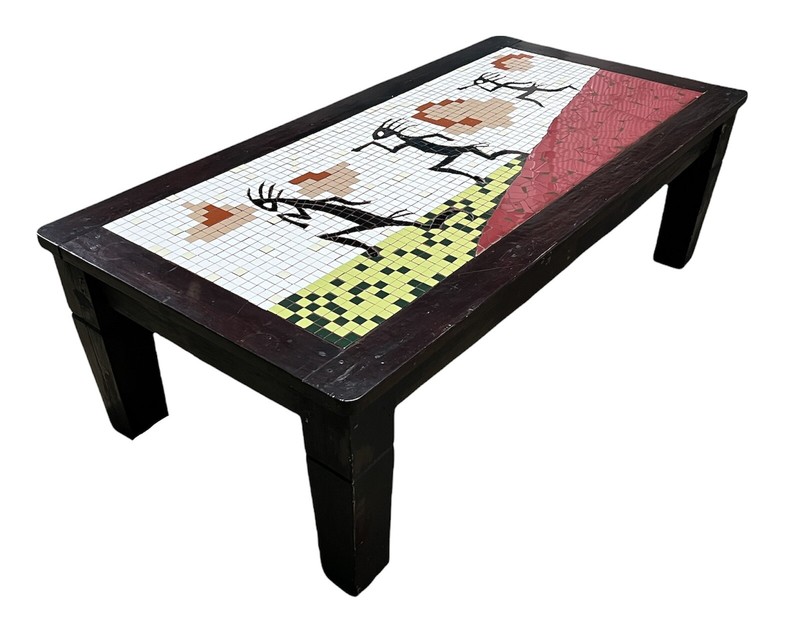 Antique Kokopelli Southwestern Native American Mosaic Tile Coffee Table gallery