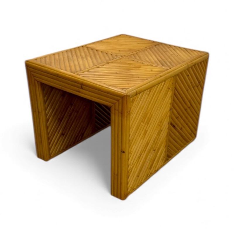 Vintage Reed Bamboo Crespi Style Waterfall Side End Table gallery