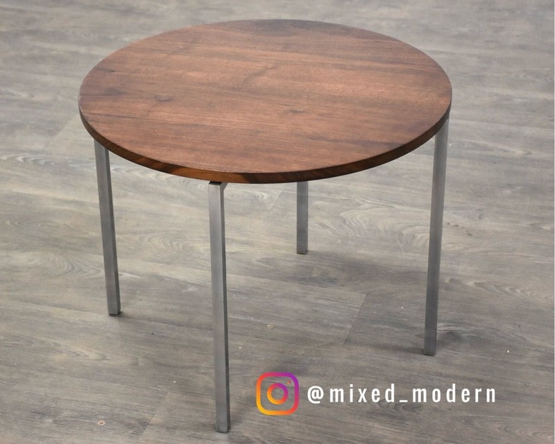 Florence Knoll Round Walnut End Table